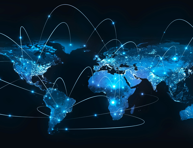 image of global map with lines connecting different points