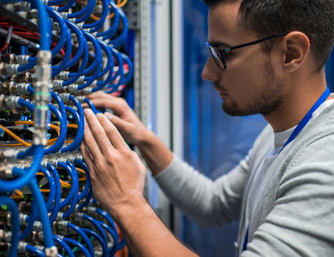 Man working on server install